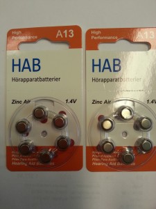 Hrapparatbatterier A13 HAB 